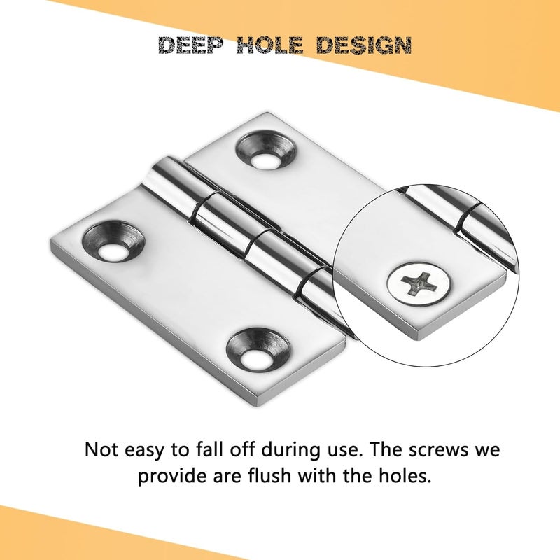 DIALESHU Heavy Duty Marine Boat Hatch Hinges 316 Stainless Steel, 2 x 2 Inch, Sturdy Deck Cabinet Door Hinges with Screws (Pack of 4) - Image 5